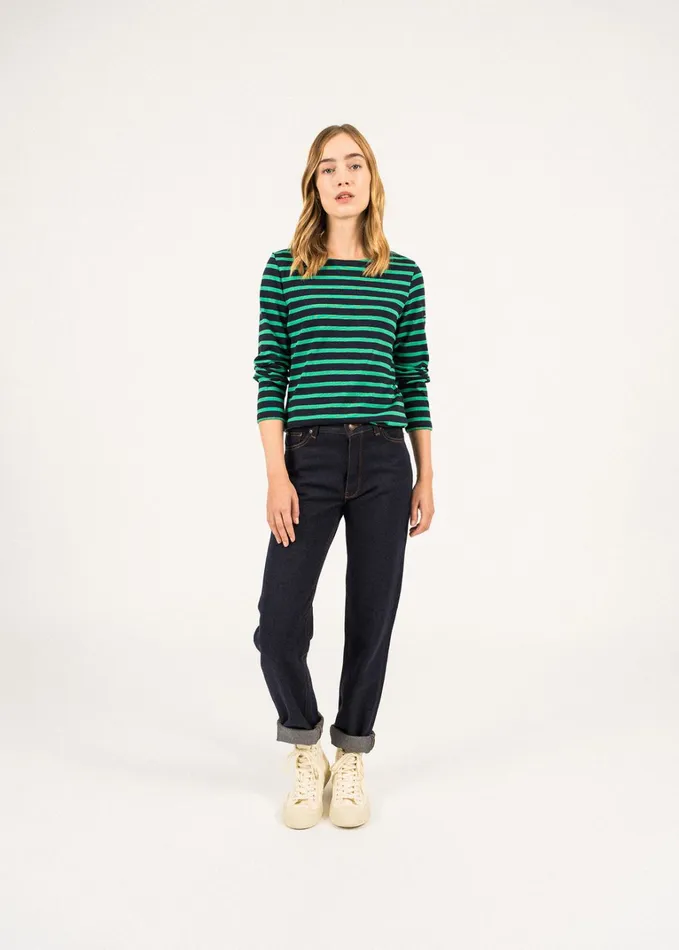 Meridame Ii Authentic Breton Shirt Heavyweight Cotton Navykellygreen Women Saint James Aw24