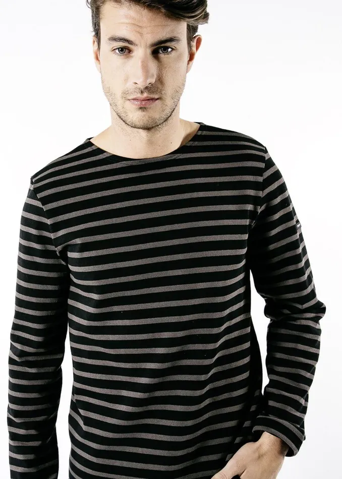 Meridien Moderne Original Breton Shirt Heavyweight Cotton Blackbrown Men Saint James Breton Striped Shirts Meridien Moderne Original Breton Shirt Heavyweight Cotton Blackbrown Men Saint James Breton Striped Shirts