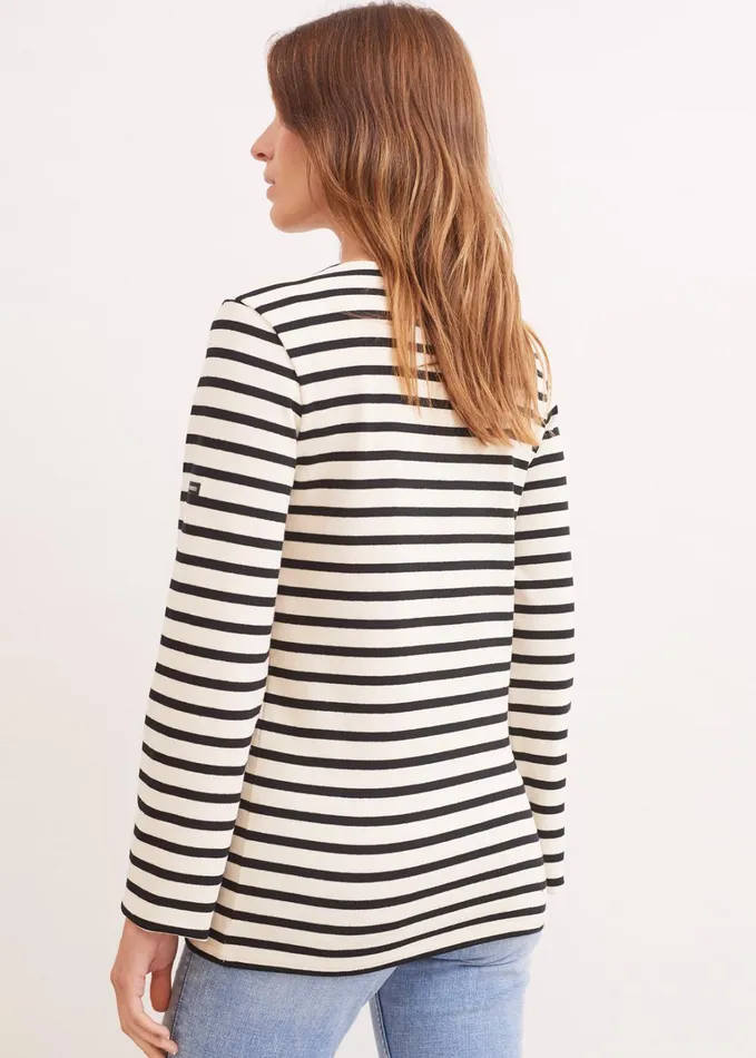 Meridien Moderne Original Breton Shirt Heavyweight Cotton Ivoryblack Men Saint James Breton Striped Shirts