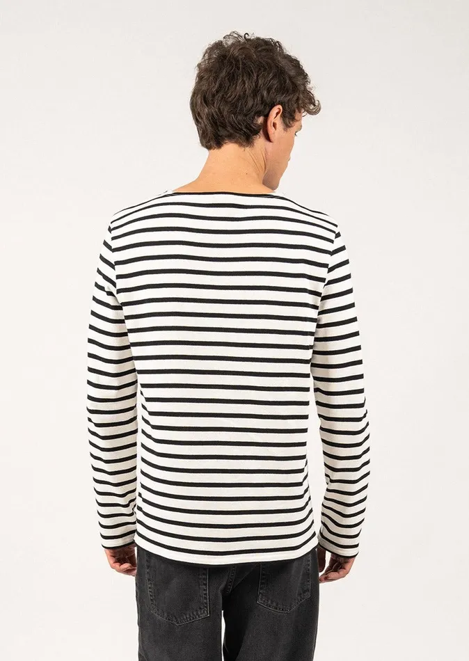 Meridien Moderne Original Breton Shirt Heavyweight Cotton Ivoryblack Men Saint James Breton Striped Shirts