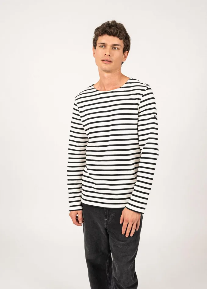 Meridien Moderne Original Breton Shirt Heavyweight Cotton Ivoryblack Men Saint James Breton Striped Shirts