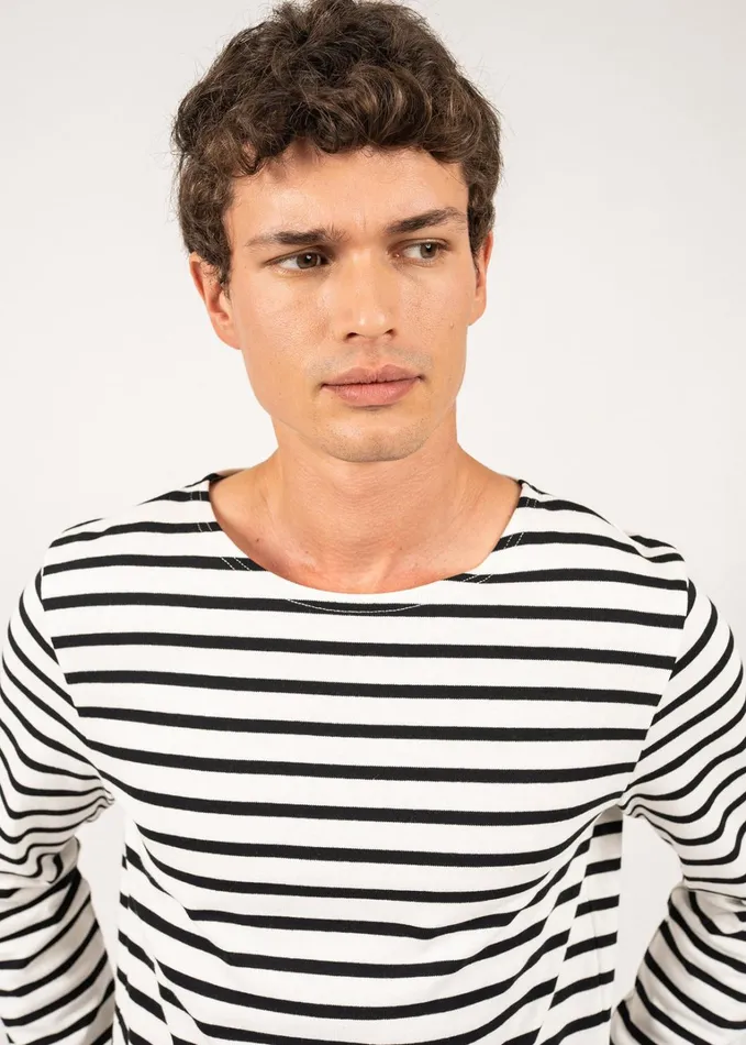 Meridien Moderne Original Breton Shirt Heavyweight Cotton Ivoryblack Men Saint James Breton Striped Shirts