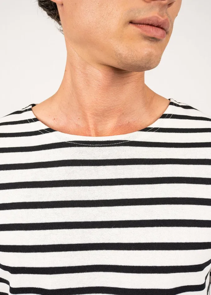 Meridien Moderne Original Breton Shirt Heavyweight Cotton Ivoryblack Men Saint James Breton Striped Shirts