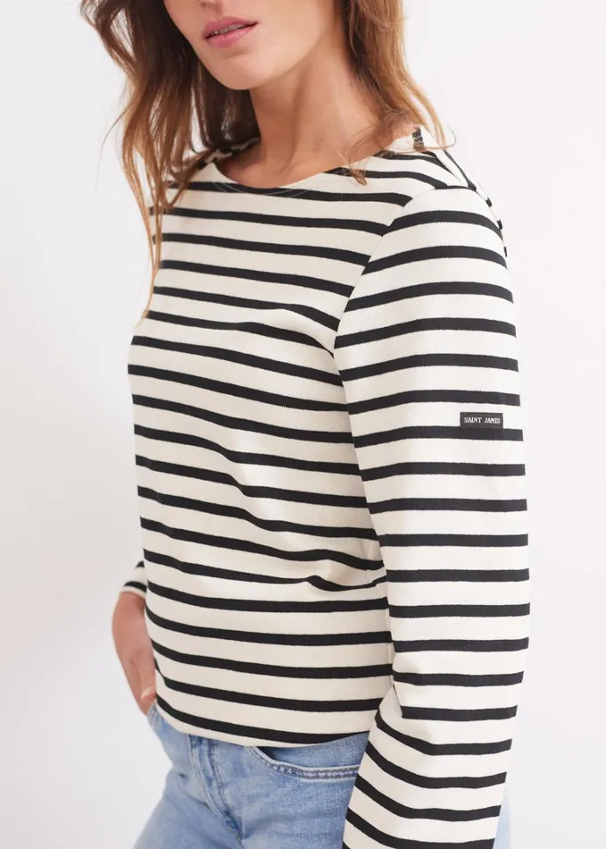Meridien Moderne Original Breton Shirt Heavyweight Cotton Ivoryblack Men Saint James Breton Striped Shirts