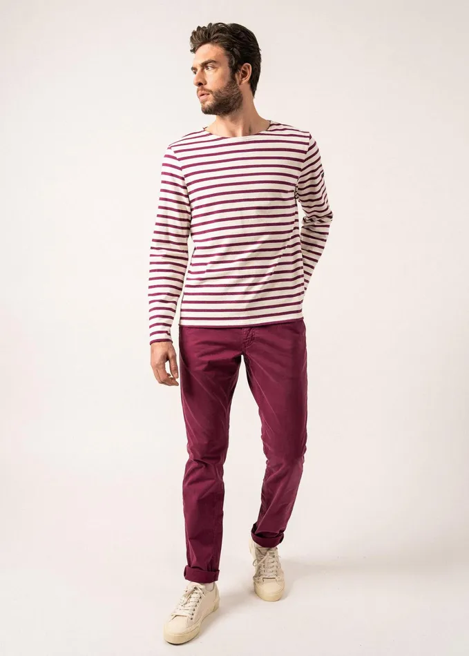 Meridien Moderne Original Breton Shirt Heavyweight Cotton Ivoryplum Men Saint James Aw24