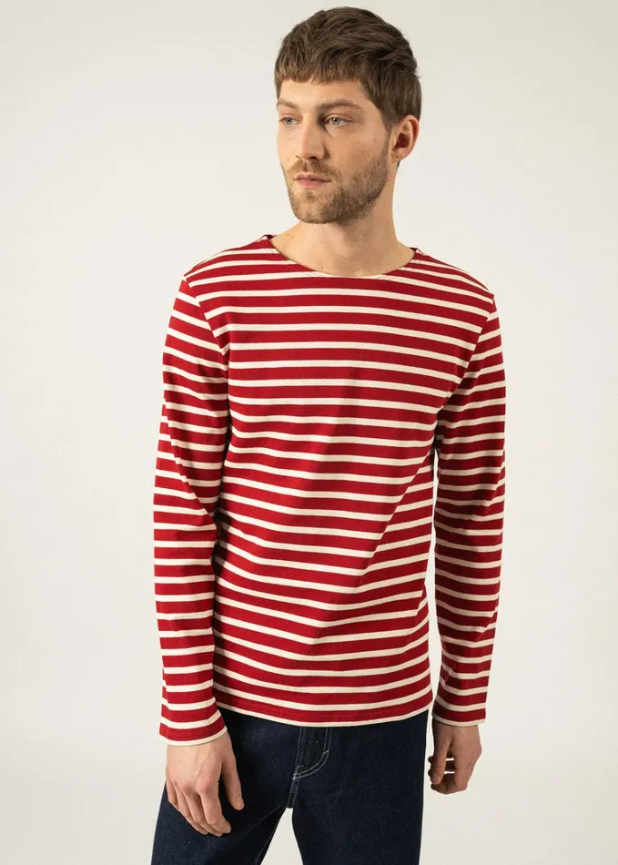 Meridien Moderne Original Breton Shirt Heavyweight Cotton Maroonecru Men Saint James Breton Striped Shirts Meridien Moderne Original Breton Shirt Heavyweight Cotton Maroonecru Men Saint James Breton Striped Shirts