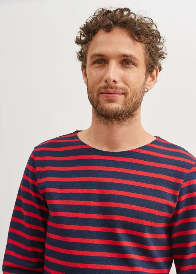 Meridien Moderne Original Breton Shirt Heavyweight Cotton Navyred Men Saint James Breton Striped Shirts