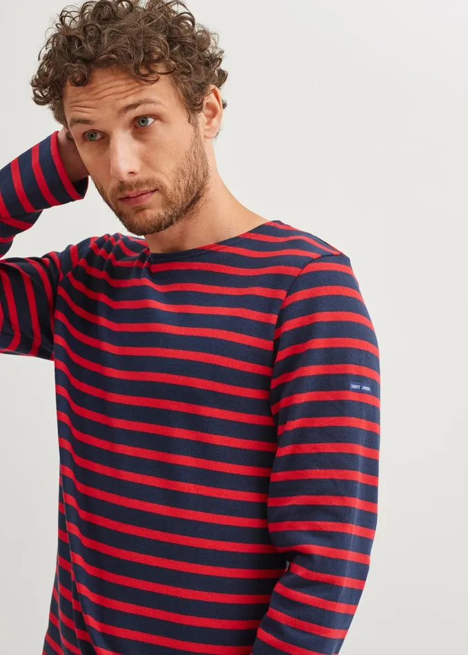 Meridien Moderne Original Breton Shirt Heavyweight Cotton Navyred Men Saint James Breton Striped Shirts