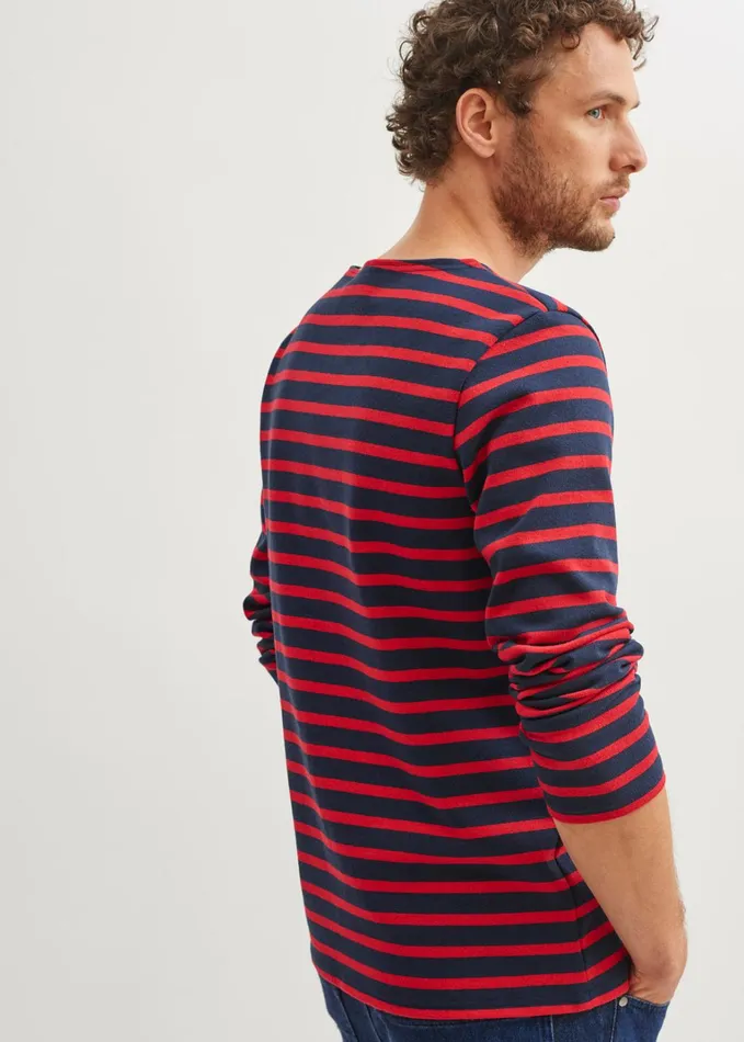 Meridien Moderne Original Breton Shirt Heavyweight Cotton Navyred Men Saint James Breton Striped Shirts
