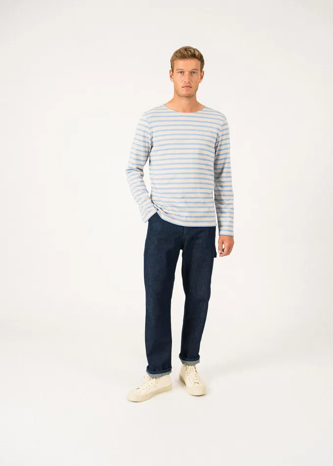 Meridien Moderne Original Breton Shirt Heavyweight Cotton Oatmealoxygenblue Women Saint James Breton Striped Shirts