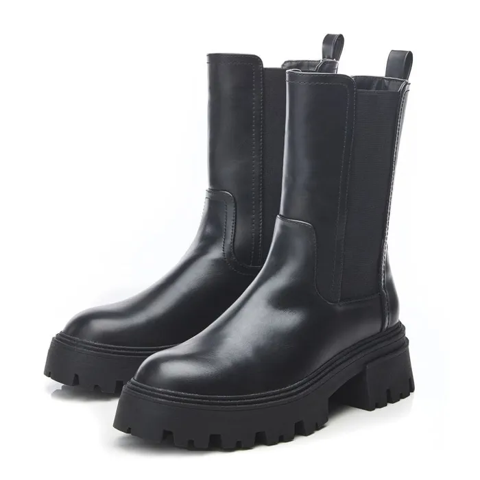 MidCalf Boots Women Moda In Pelle Ashlynn Black Porvair