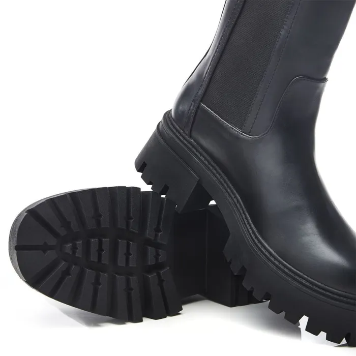 MidCalf Boots Women Moda In Pelle Ashlynn Black Porvair