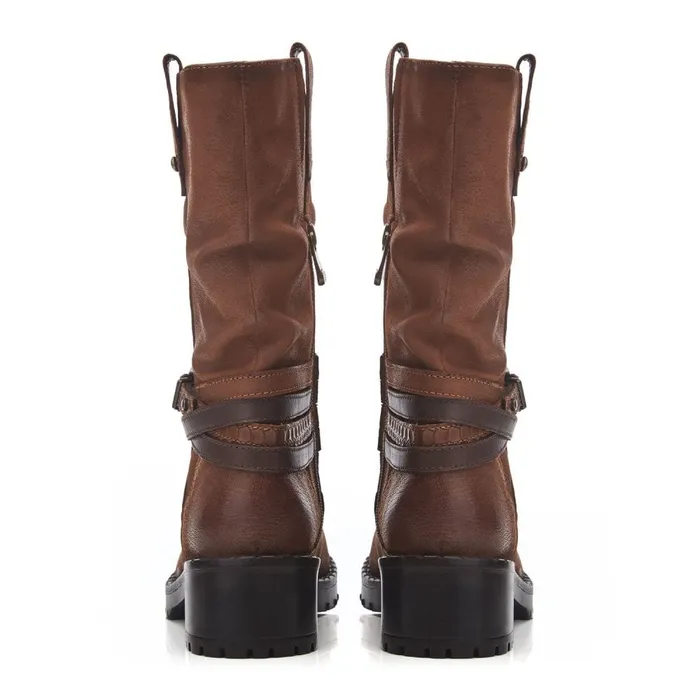 MidCalf Boots Women Moda In Pelle Beckette Tan Nubuck