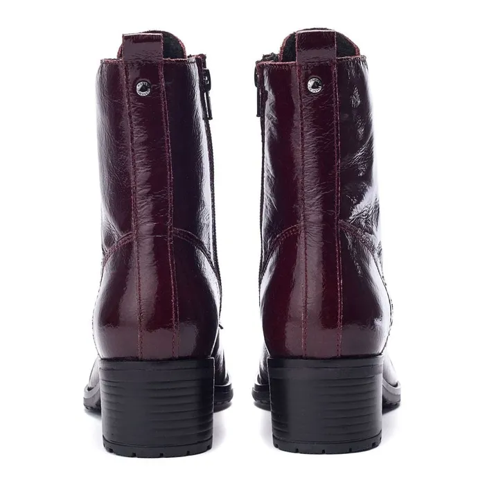 MidCalf Boots Women Moda In Pelle Bezzie Burgundy Patent Leather
