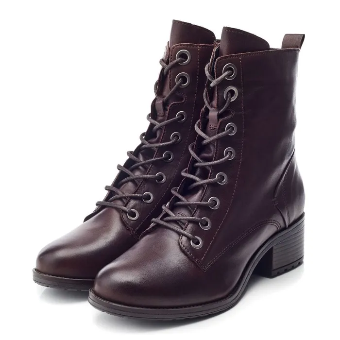 MidCalf Boots Women Moda In Pelle Bezzie Dark Brown Leather