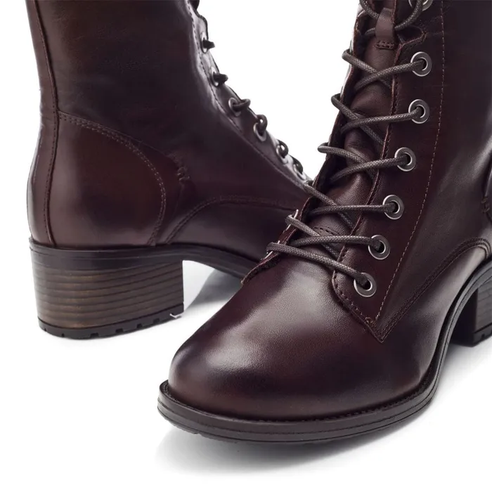 MidCalf Boots Women Moda In Pelle Bezzie Dark Brown Leather
