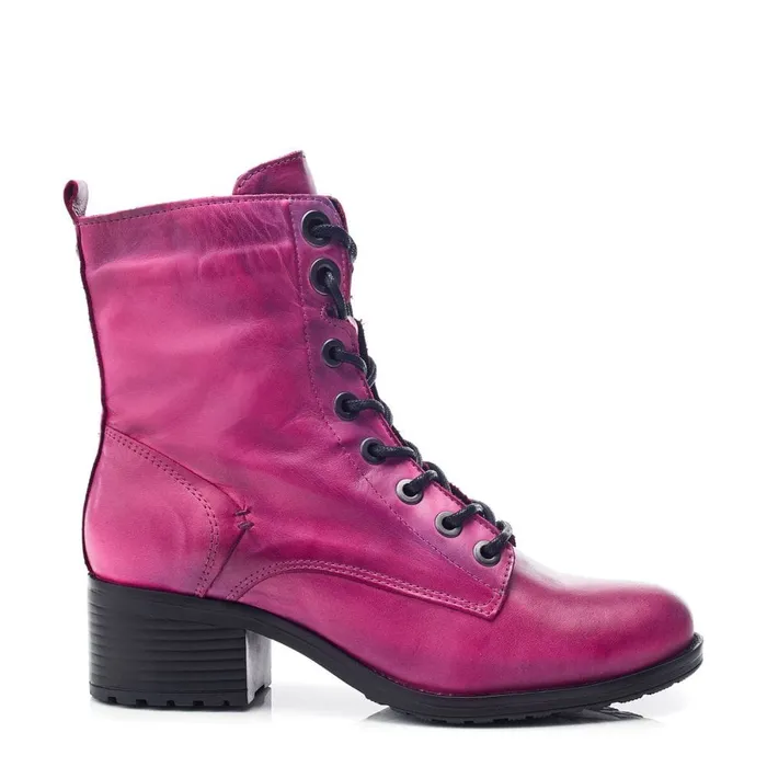 MidCalf Boots Women Moda In Pelle Bezzie Dark Pink Leather
