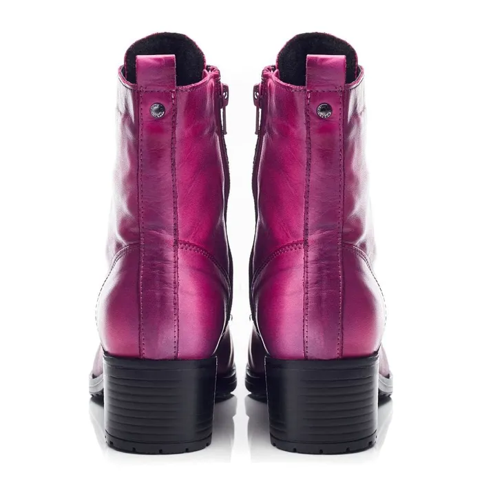 MidCalf Boots Women Moda In Pelle Bezzie Dark Pink Leather
