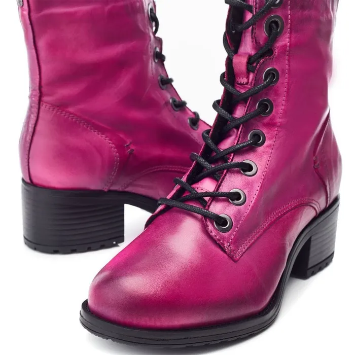 MidCalf Boots Women Moda In Pelle Bezzie Dark Pink Leather