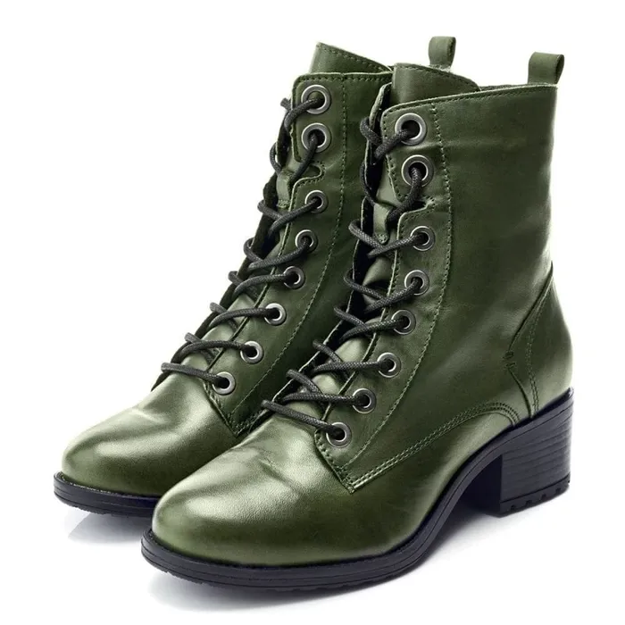 MidCalf Boots Women Moda In Pelle Bezzie Green Leather