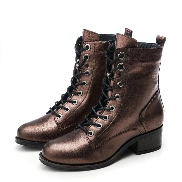 MidCalf Boots Women Moda In Pelle Bezzie Pewter Leather