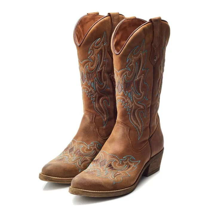 MidCalf Boots Women Moda In Pelle Fantelene Tan Leather