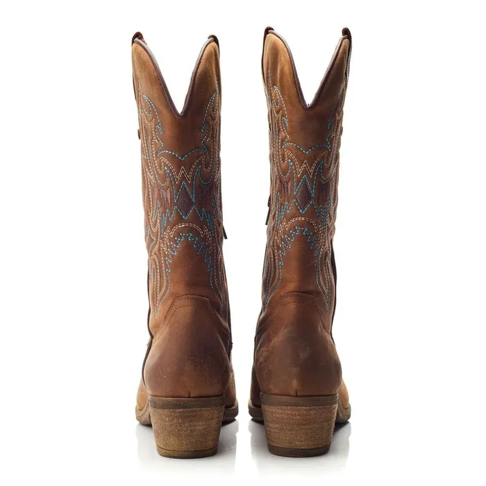 MidCalf Boots Women Moda In Pelle Fantelene Tan Leather
