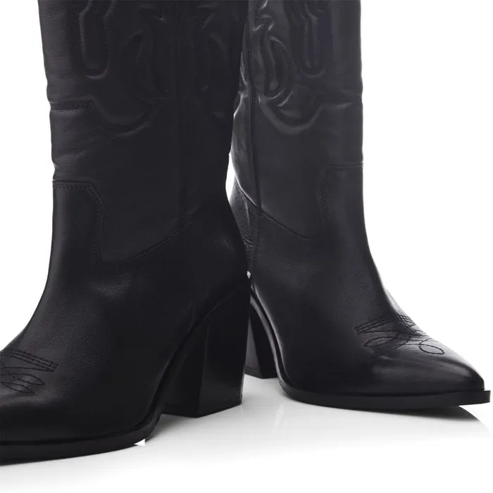 MidCalf Boots Women Moda In Pelle Leahannie Black Leather