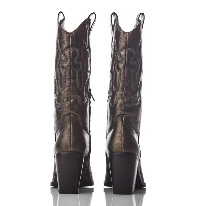 MidCalf Boots Women Moda In Pelle Leahannie Pewter Leather