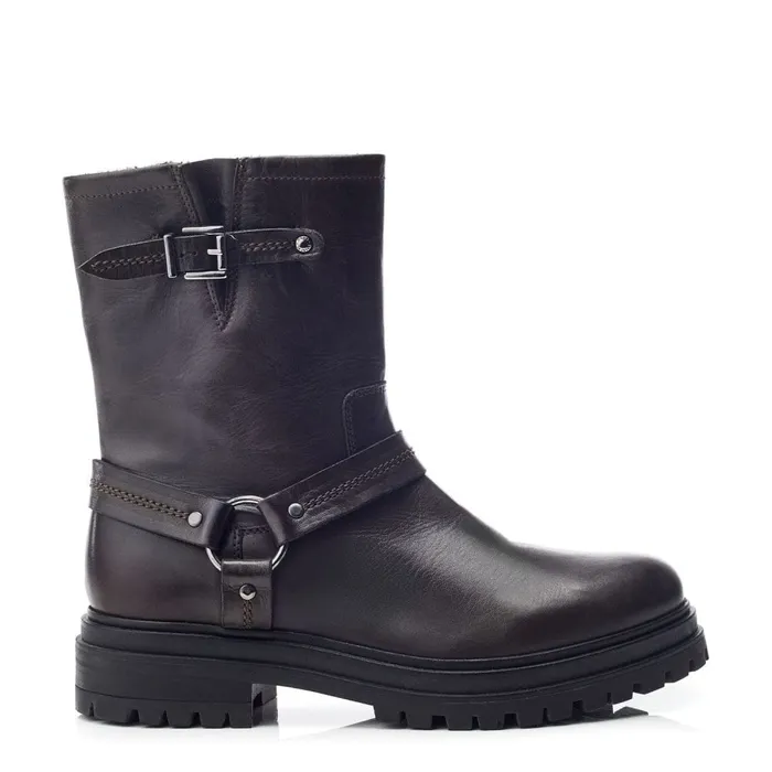 MidCalf Boots Women Moda In Pelle Olencia Khaki Leather