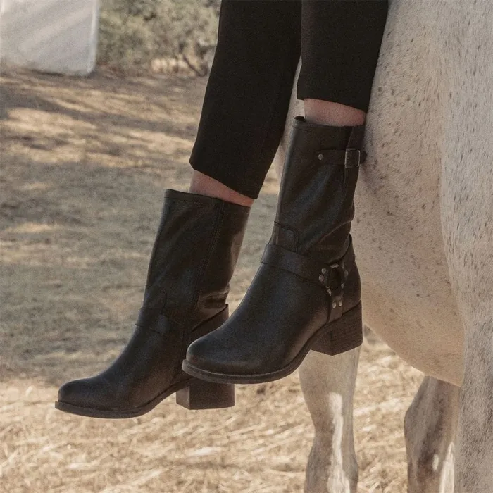 MidCalf Boots Women Moda In Pelle Ormie Black Leather