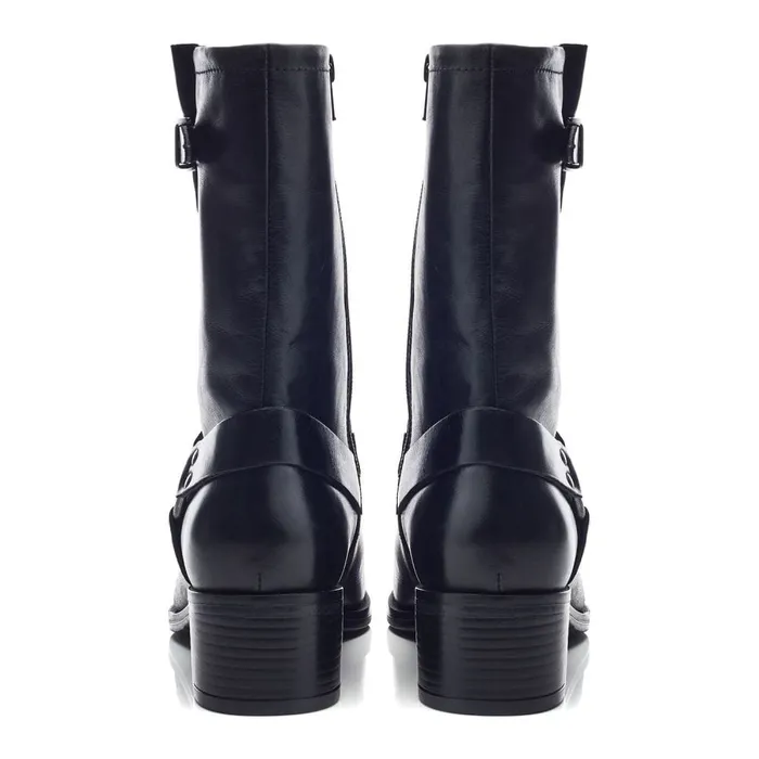 MidCalf Boots Women Moda In Pelle Ormie Black Leather