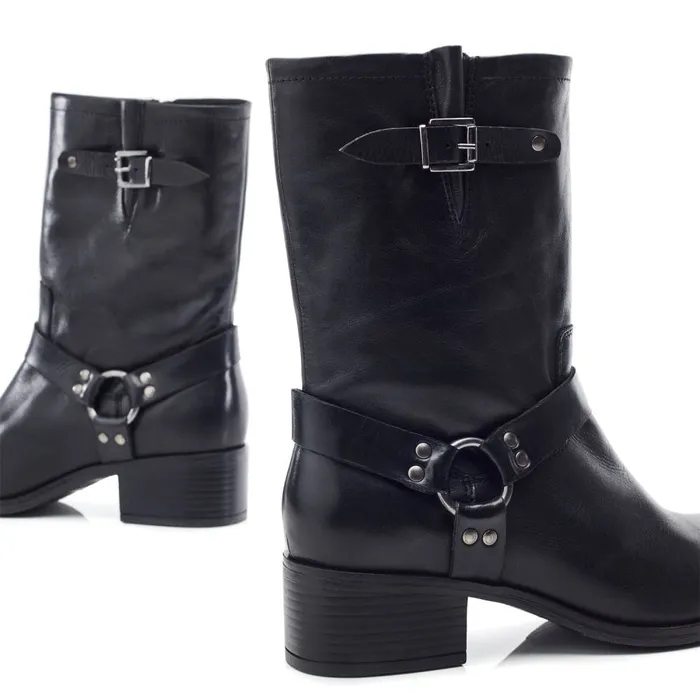 MidCalf Boots Women Moda In Pelle Ormie Black Leather