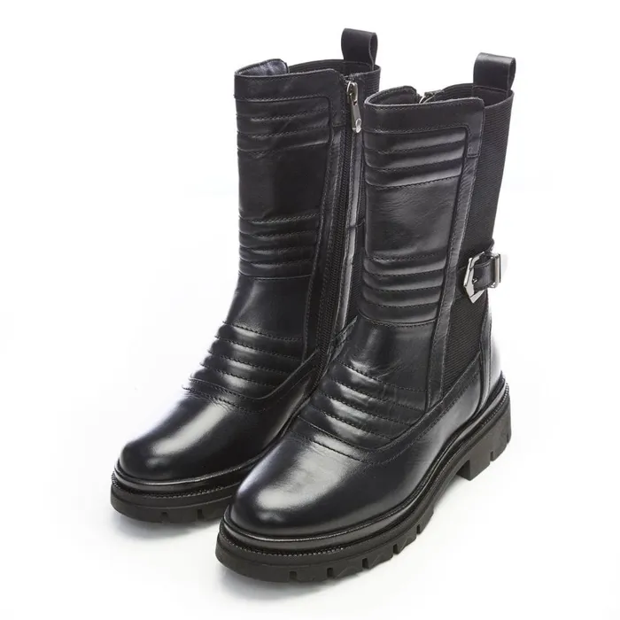 MidCalf Boots Women Moda In Pelle Raelyn Black Leather