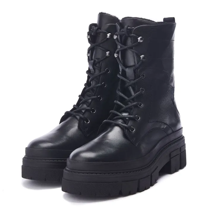 MidCalf Boots Women Moda In Pelle Shoon Sh Ocker Black Leather