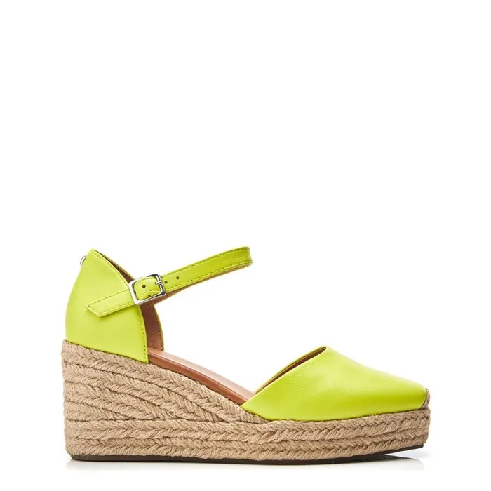 Mid Heel Shoes Women Moda In Pelle Gialla Lime Green Leather