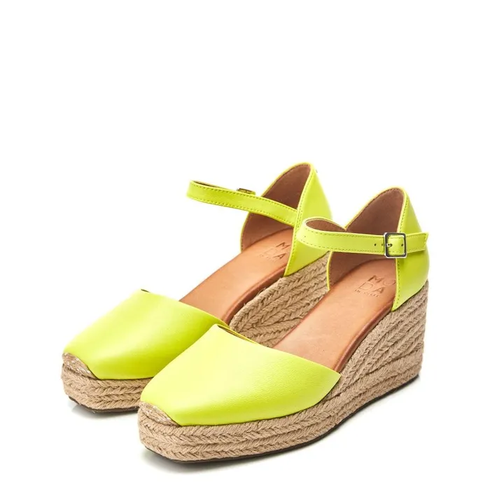 Mid Heel Shoes Women Moda In Pelle Gialla Lime Green Leather