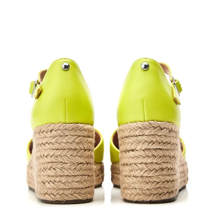 Mid Heel Shoes Women Moda In Pelle Gialla Lime Green Leather