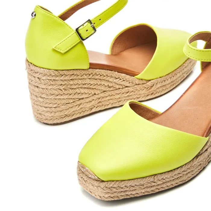 Mid Heel Shoes Women Moda In Pelle Gialla Lime Green Leather