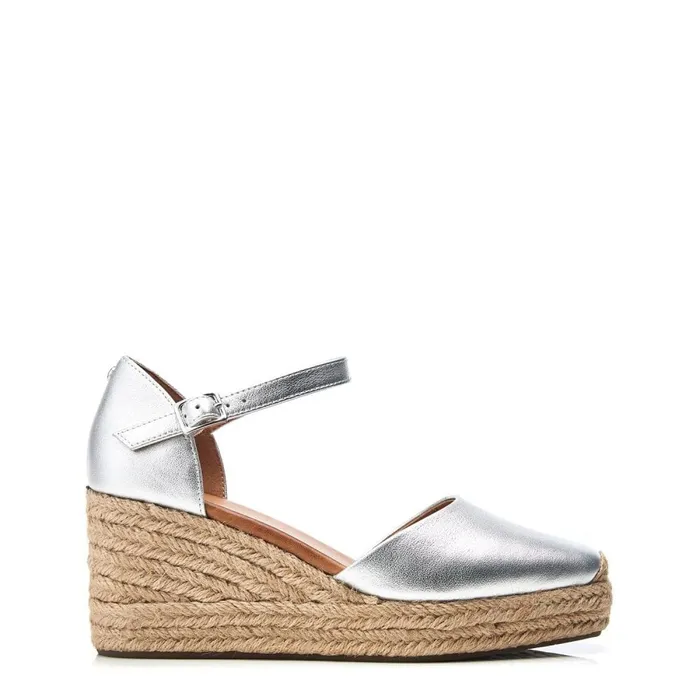 Mid Heel Shoes Women Moda In Pelle Gialla Silver Leather