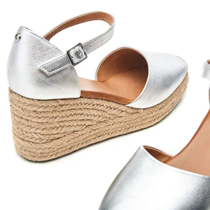 Mid Heel Shoes Women Moda In Pelle Gialla Silver Leather