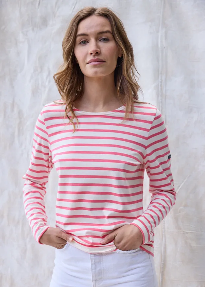 Minquidame Breton Striped Shirt With Long Sleeve Soft Cotton Ivorypink Women Saint James Aw24 Minquidame Breton Striped Shirt With Long Sleeve Soft Cotton Ivorypink Women Saint James Aw24
