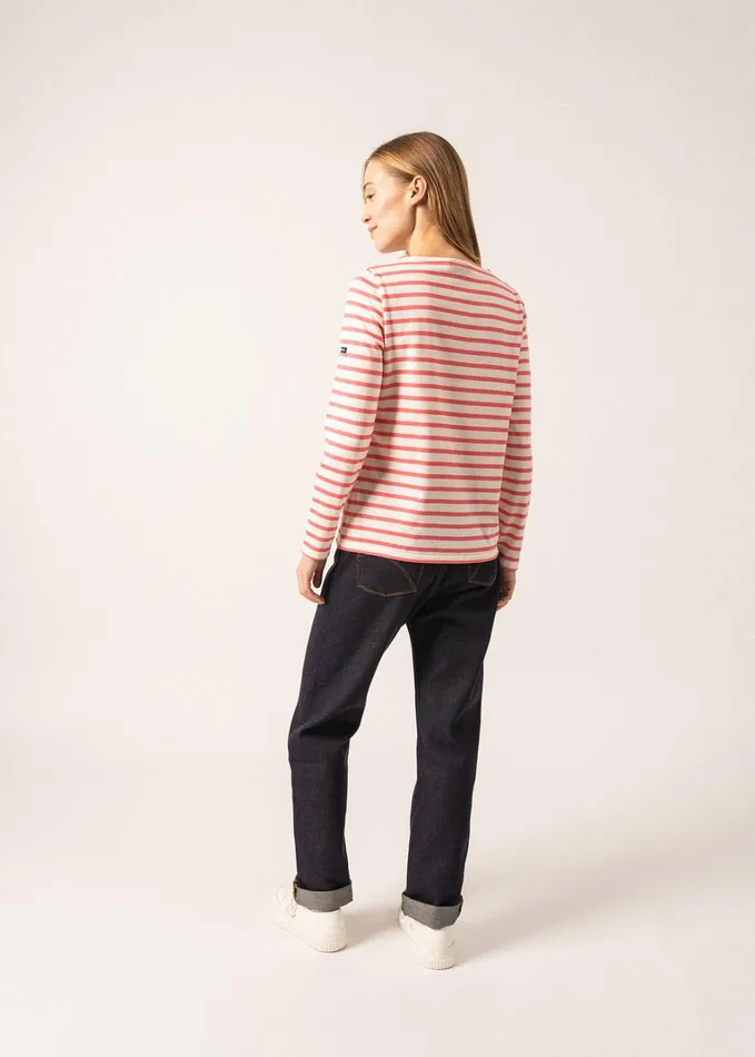 Minquidame Breton Striped Shirt With Long Sleeve Soft Cotton Ivorypink Women Saint James Aw24