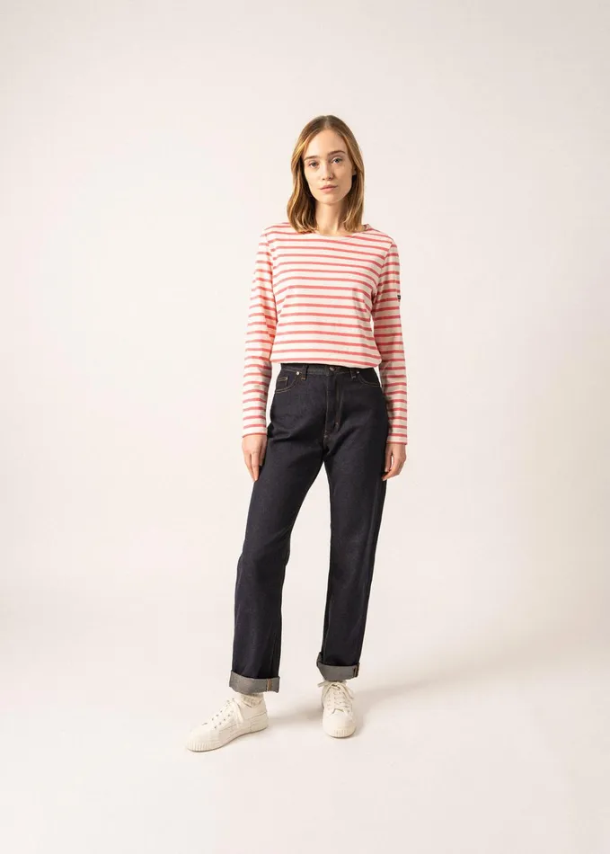 Minquidame Breton Striped Shirt With Long Sleeve Soft Cotton Ivorypink Women Saint James Aw24