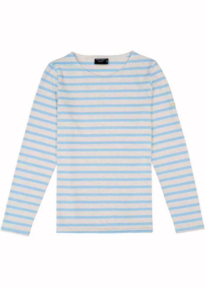 Minquidame Breton Striped Shirt With Long Sleeve Soft Cotton Oatmealoxygenblue Women Saint James Aw24 Minquidame Breton Striped Shirt With Long Sleeve Soft Cotton Oatmealoxygenblue Women Saint James Aw24
