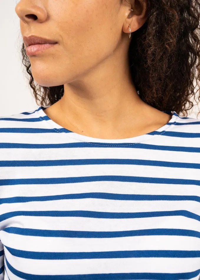 Minquidame Breton Striped Shirt With Long Sleeve Soft Cotton Whiteroyalblue Women Saint James Breton Striped Shirts