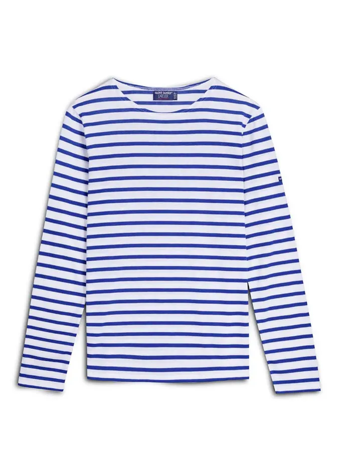 Minquidame Breton Striped Shirt With Long Sleeve Soft Cotton Whiteroyalblue Women Saint James Breton Striped Shirts