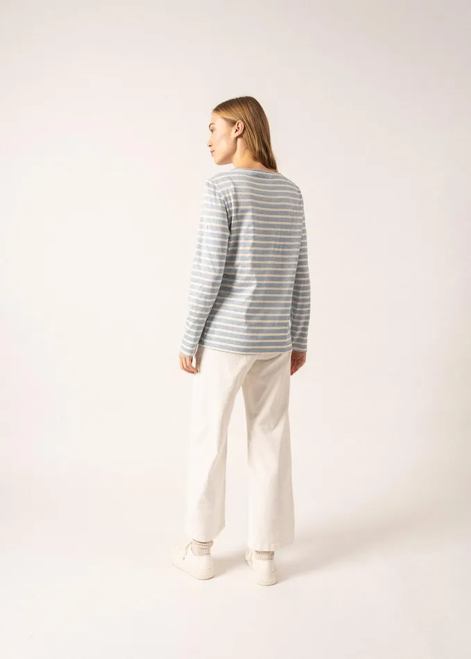 Minquidame Glitter Breton Striped Shirt With Glitters Soft Cotton Lightblueecru Women Saint James Aw24
