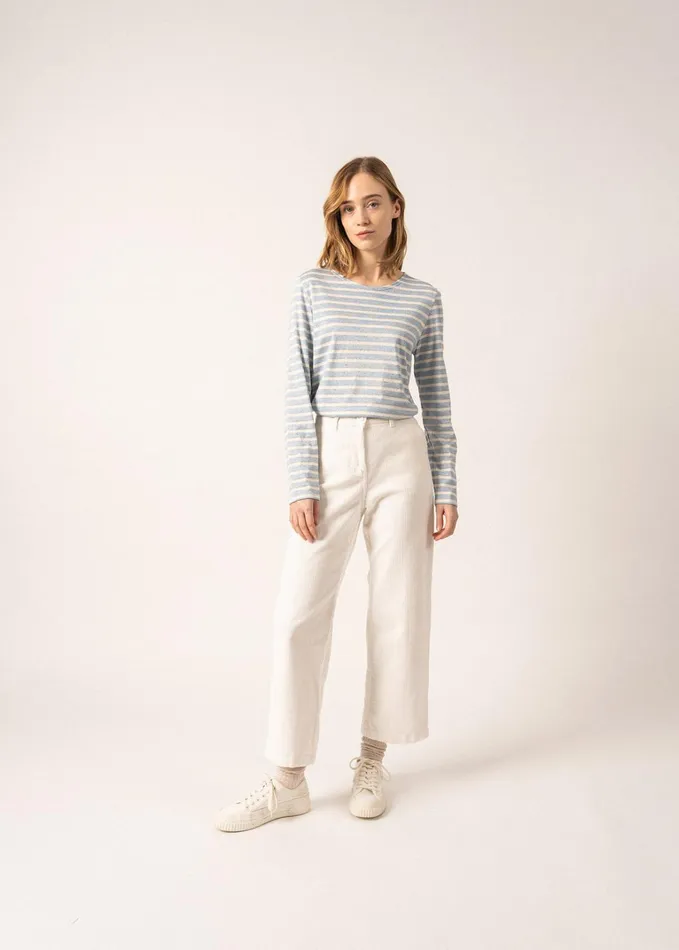 Minquidame Glitter Breton Striped Shirt With Glitters Soft Cotton Lightblueecru Women Saint James Aw24