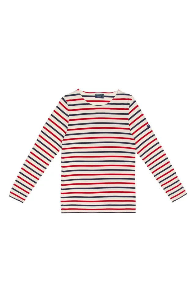 Minquidame TriColor Breton Shirt Lightweight Cotton Ecrunavyred Women Saint James Breton Striped Shirts